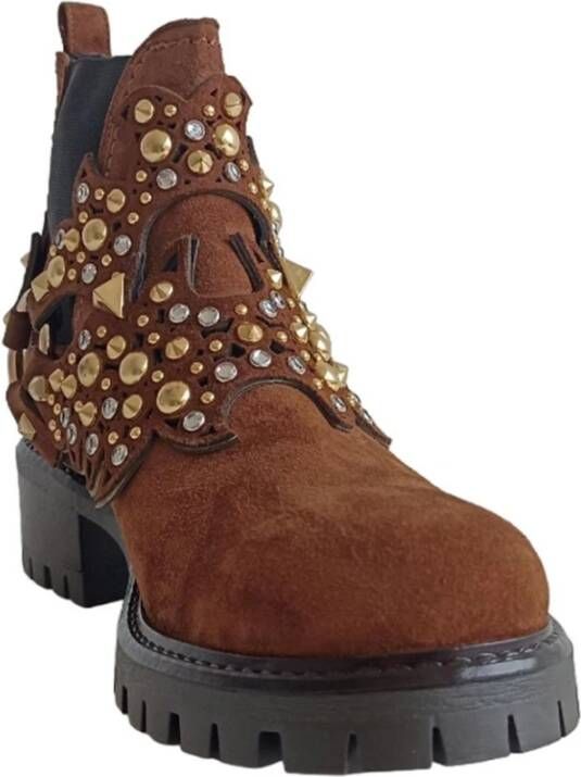 Albano Dames Camel Suède Jurk Booties Brown Dames