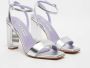 Albano Zilveren Wrap Sandalen met Geperforeerde Design Hak Gray Dames - Thumbnail 3