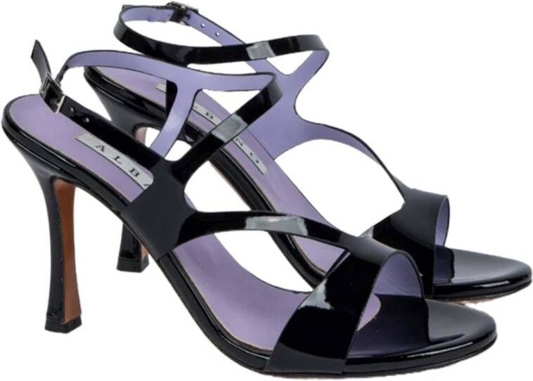 Albano Zwarte lakleren enkelband sandalen Black Dames