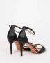 Albano Zwarte leren sandalen met dierenprint detail - Thumbnail 2