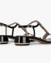 Albano Zwarte leren sandalen met steendetail - Thumbnail 2