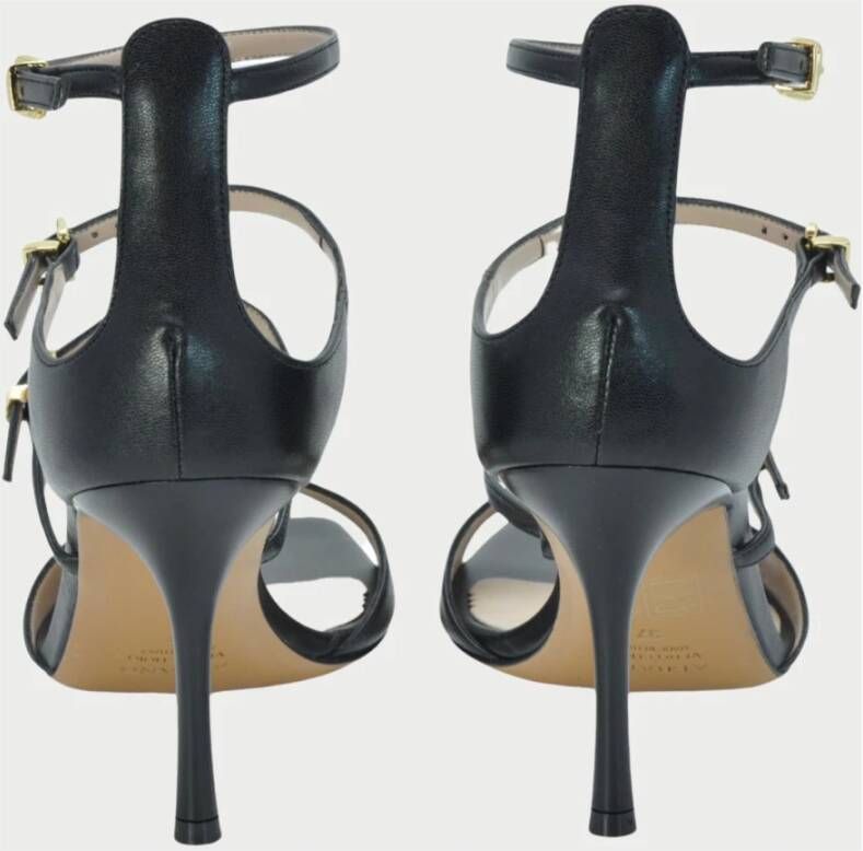 Albano Zwarte Sandalen met Dubbele Bandjes