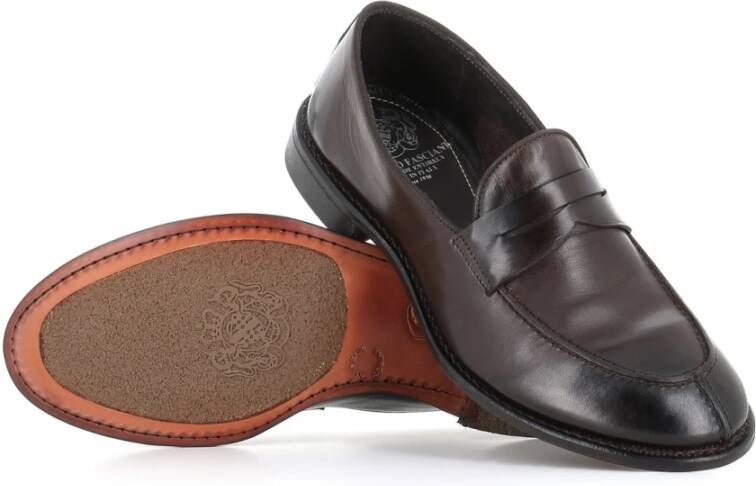 Alberto Fasciani Donkerbruine leren loafers Brown Heren