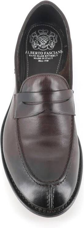 Alberto Fasciani Donkerbruine leren loafers Brown Heren