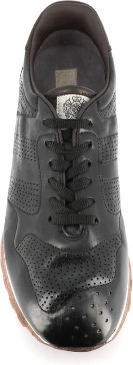 Alberto Fasciani Zwarte Sneakers van Paardenleer met Kurk en Latex Zool