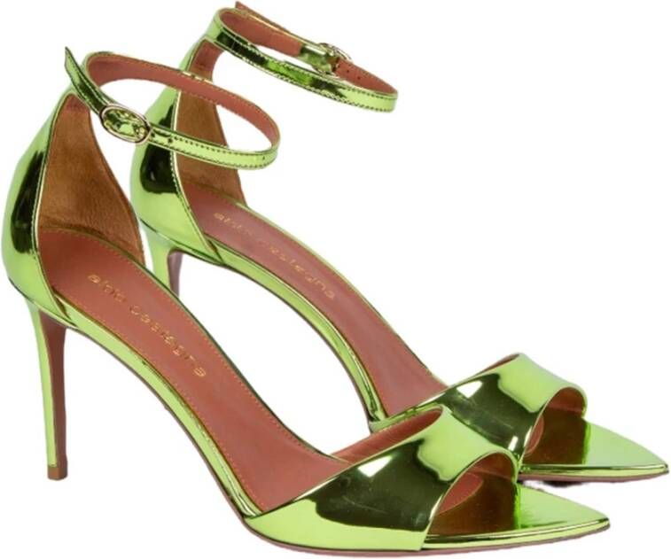 Aldo Castagna Groene spiegelende enkelband sandalen Green Dames