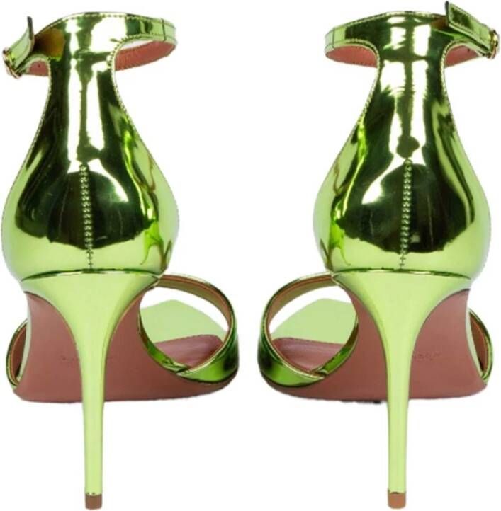 Aldo Castagna Groene spiegelende enkelband sandalen Green Dames