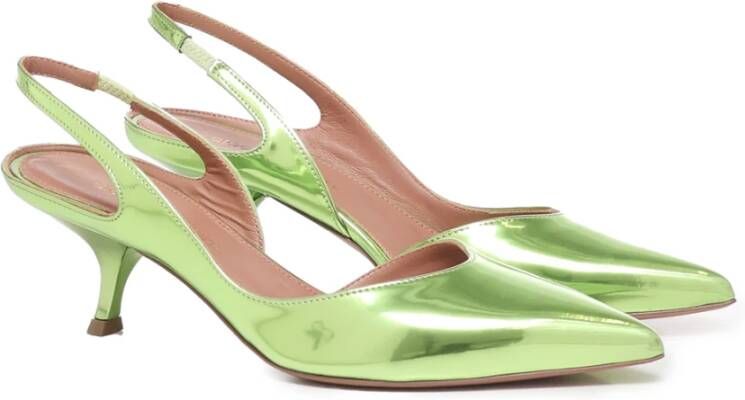 Aldo Castagna Abrikoos Reflex Print Leren Slingback Sandalen Green Dames