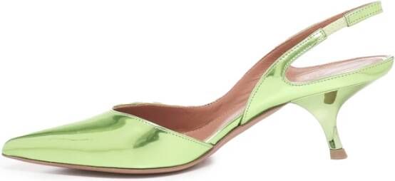 Aldo Castagna Abrikoos Reflex Print Leren Slingback Sandalen Green Dames