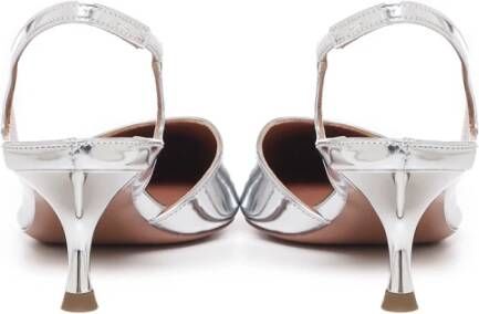 Aldo Castagna Zilveren Mirrored Leren Slingback Sandalen Gray Dames