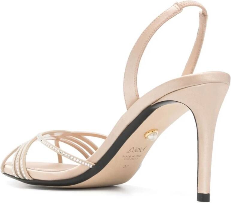 Alevi Milano Beige Leren Stiletto Sandalen Beige Dames