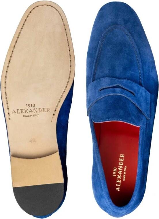 Alexander 1910 Blauwe Kalfsleren Mocassins Ss23 Blue Heren