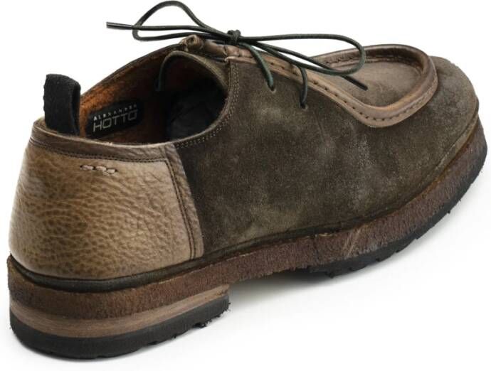 Alexander Hotto Bruine suède vintage stijl schoenen Green Heren