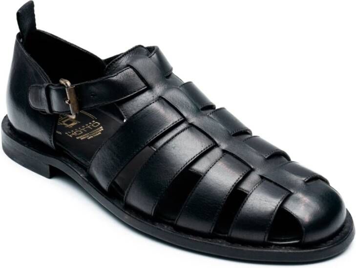 Alexander Hotto Zwarte buffelleer sandalen Black Heren