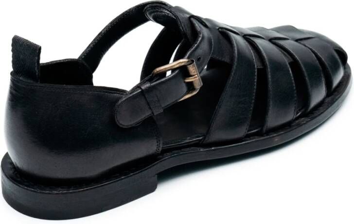 Alexander Hotto Zwarte buffelleer sandalen Black Heren