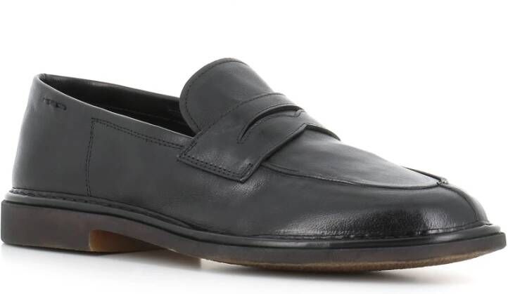 Alexander Hotto Zwarte leren mocassin met rubberen zool Black Heren