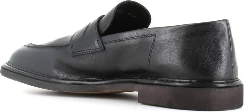 Alexander Hotto Zwarte leren mocassin met rubberen zool Black Heren