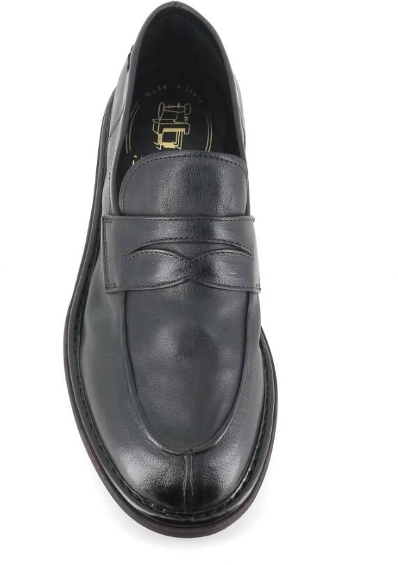 Alexander Hotto Zwarte leren mocassin met rubberen zool Black Heren