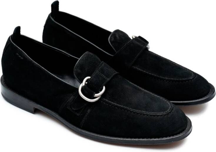 Alexander Hotto Zwarte Suède Loafers Black Heren