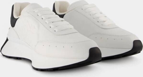 alexander mcqueen Witte Zwarte Leren Oversized Sneakers Wit Dames