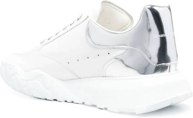 alexander mcqueen Witte Leren Sneakers met Zilveren Hielkap Wit Heren