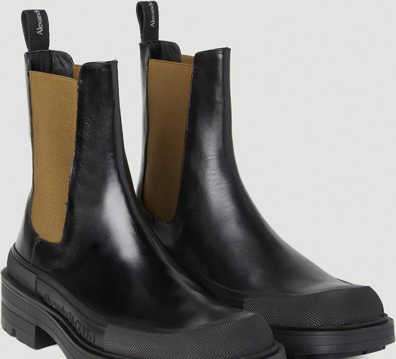 alexander mcqueen Stack Chelsea Boots Leer Moderne Stijl Zwart Heren