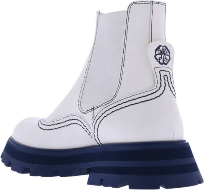 alexander mcqueen Dames Chelsea Boot Wander Wit Blauw White Dames