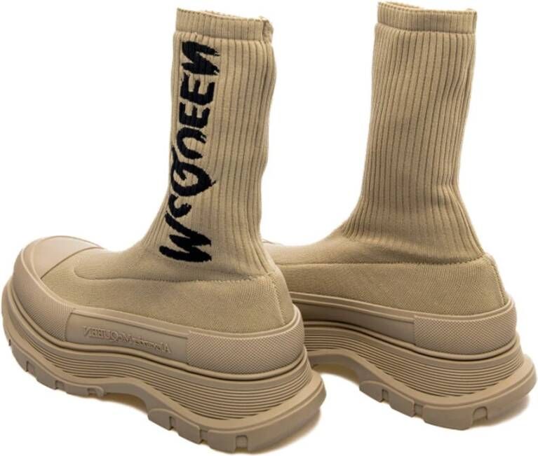 alexander mcqueen Logo-Print Sock-Style Laarzen Beige Heren