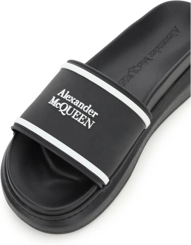 alexander mcqueen Luxe Slides met Contrasterend Logo Zwart Dames