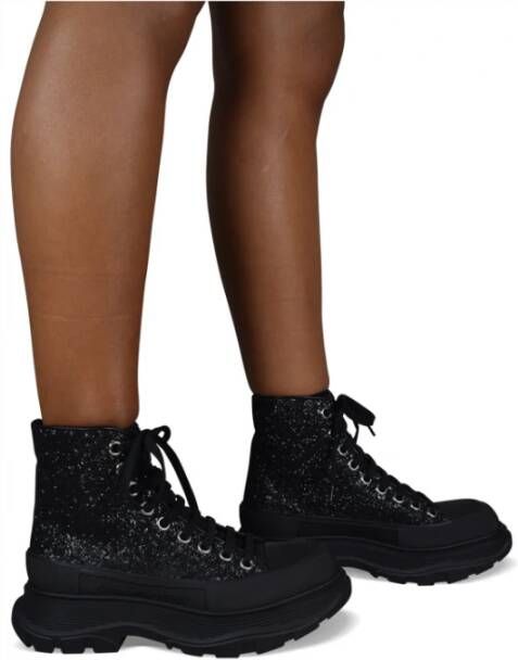 alexander mcqueen Glitter Effect Hoge Sneakers Black Dames
