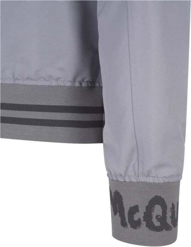 Alexander McQueen Grijze Jas Aw23 Polyester Ribboorden