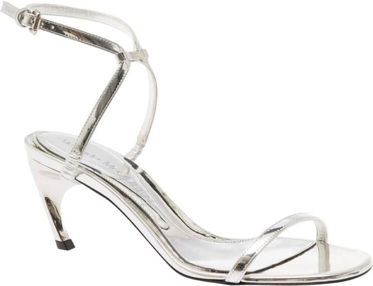 alexander mcqueen Grijze Metallic Leren Armadillo Hak Sandalen Gray Dames