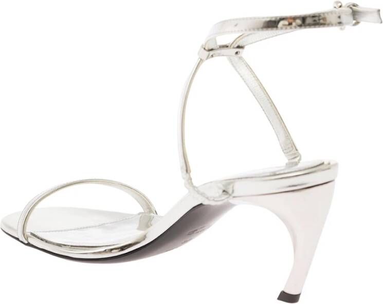 alexander mcqueen Grijze Metallic Leren Armadillo Hak Sandalen Gray Dames