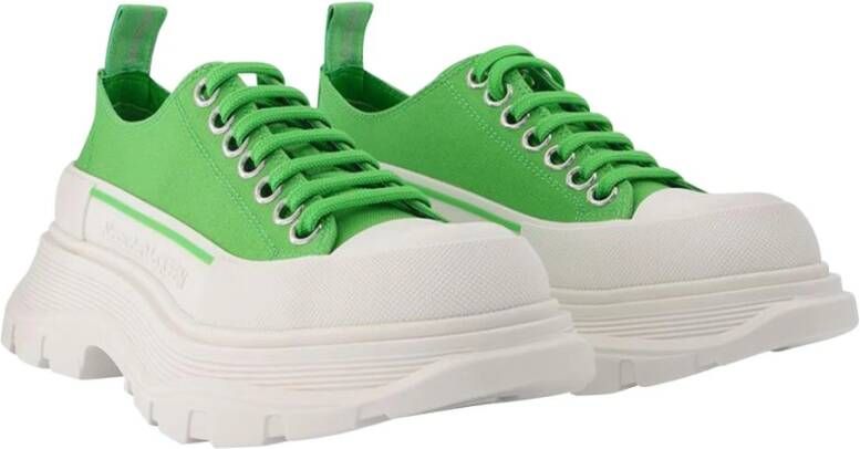 alexander mcqueen Groen Wit Leren Sneakers Groen Dames