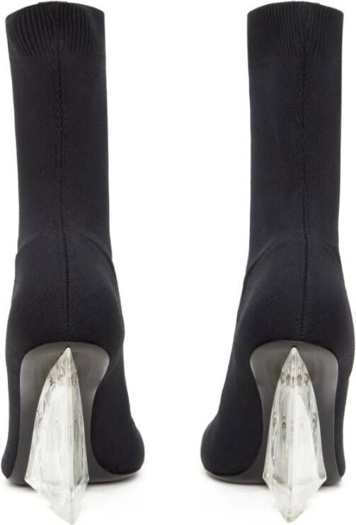 alexander mcqueen Zwarte Slip-On Laarzen met Glas en Stretch Zwart Dames