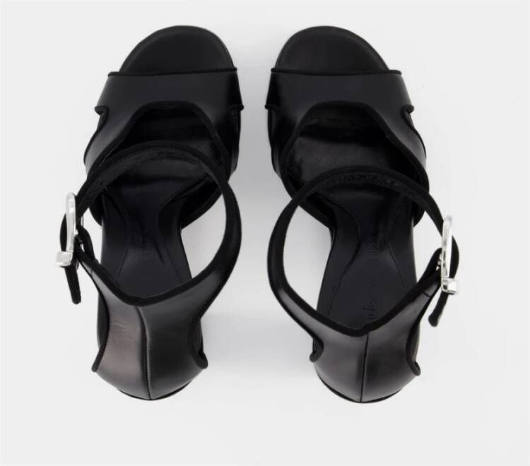 alexander mcqueen Zwarte Leren Biker Gesp Sandalen Zwart Dames