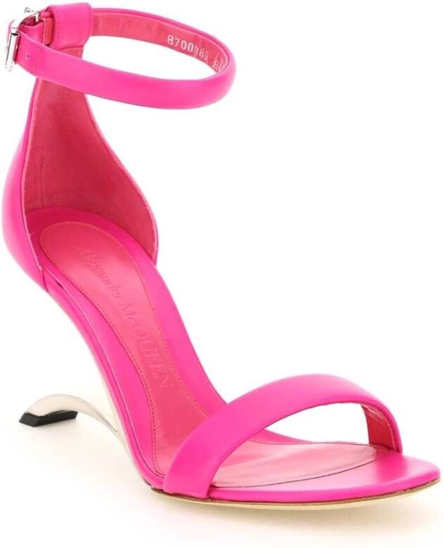 alexander mcqueen Leren Sandalen met Verstelbare Gesp Pink Dames