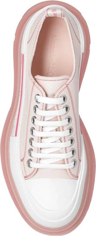 alexander mcqueen Leren Sneakers met Relief Logo Detail Pink Dames