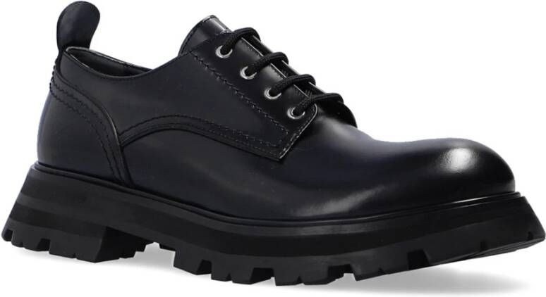 alexander mcqueen Leren veterschoenen voor vrouwen Black Dames