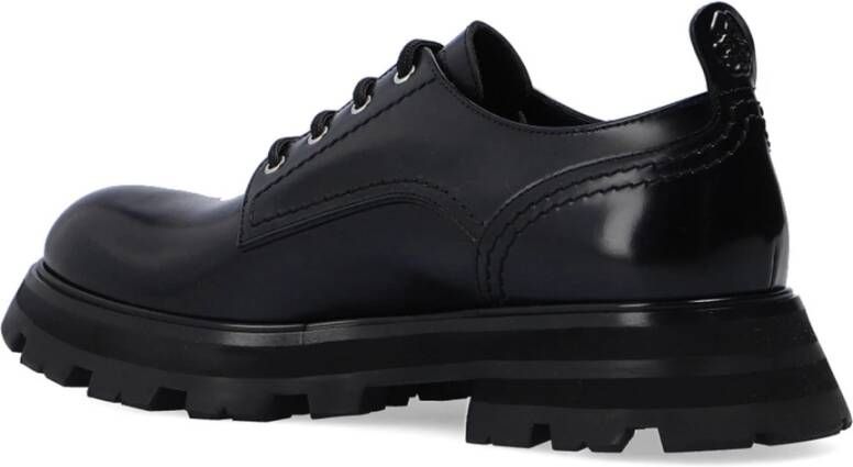 alexander mcqueen Leren veterschoenen voor vrouwen Black Dames