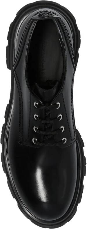 alexander mcqueen Leren veterschoenen voor vrouwen Black Dames