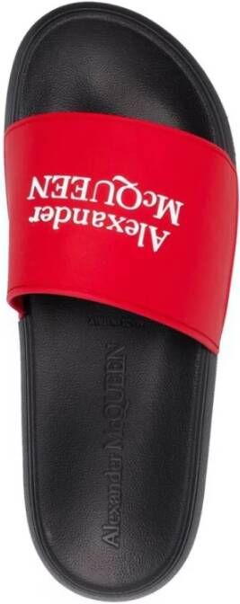 Alexander McQueen Logo Bedrukte Sandalen Rood Zwart Rubber
