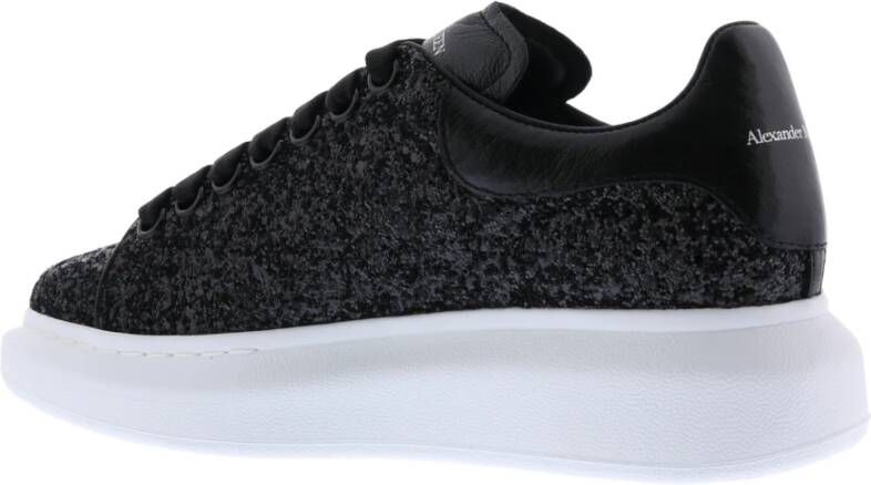 alexander mcqueen Oversized Glitter Leren Sneakers Zwart Dames
