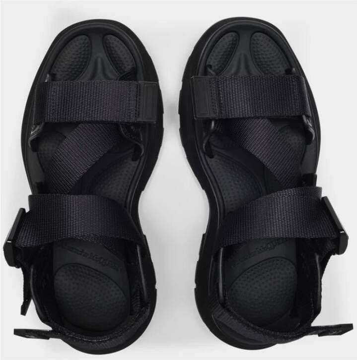alexander mcqueen Zwarte Canvas Tread Sandalen Zwart Dames