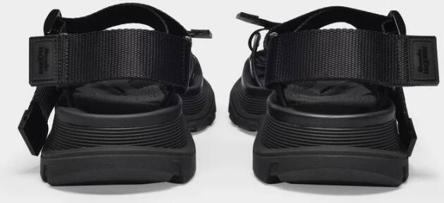 alexander mcqueen Zwarte Canvas Tread Sandalen Zwart Dames