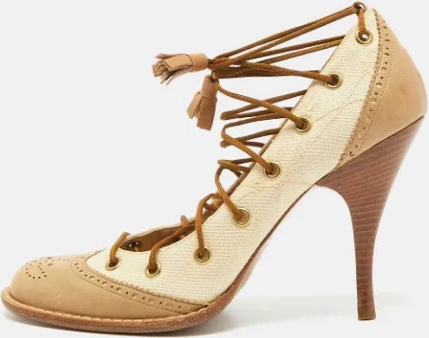 Alexander McQueen Pre-owned Canvas heels Beige Dames