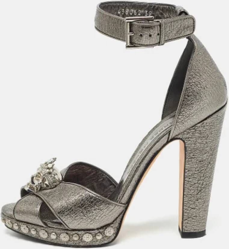 Alexander McQueen Pre-owned Leather sandals Gray Dames