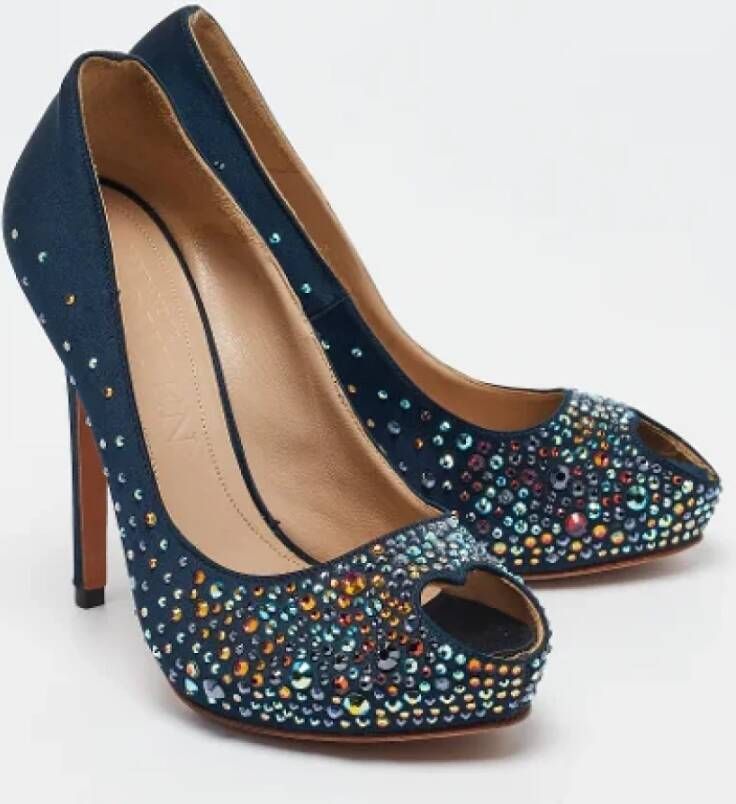 Alexander McQueen Pre-owned Satin heels Blue Dames