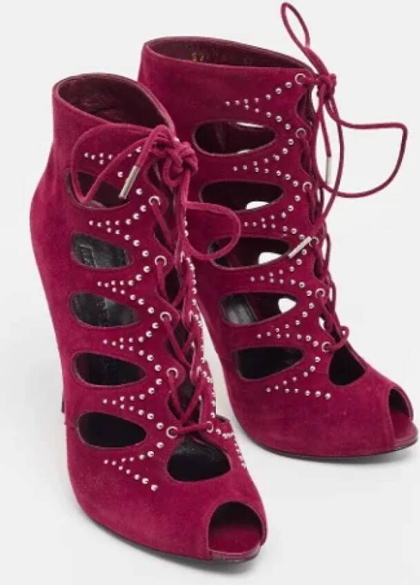 Alexander McQueen Pre-owned Suede boots Purple Dames