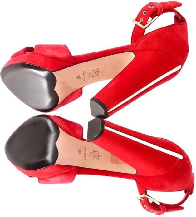 Alexander McQueen Pre-owned Tweedehands Platform Sandaal CrossStrap Velvet